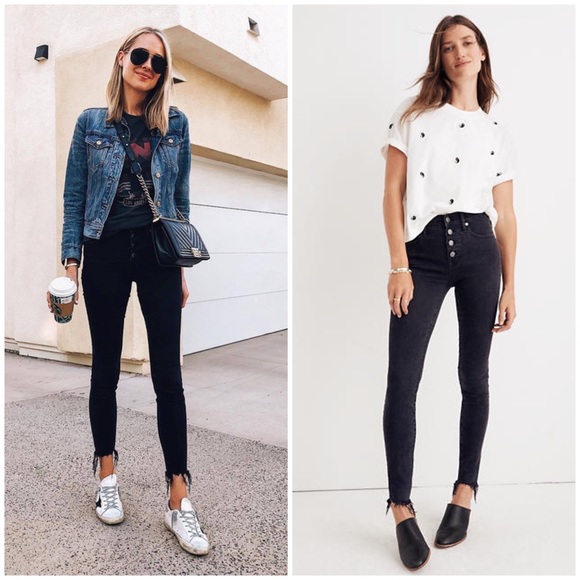 Madewell Denim - 🌟 Madewell 9" Mid-Rise Skinny Jeans in Berkeley Black: Button-Through Edition